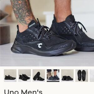 Courser Size 10 Uno Black Mono Sneakers Nubuck Leather Designed in Italy